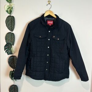 Coleman‎ Black Jacket Size Large - double layer quilted - button closure